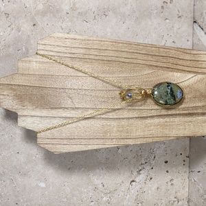 Gold Wire Wrapped Stone Pendant